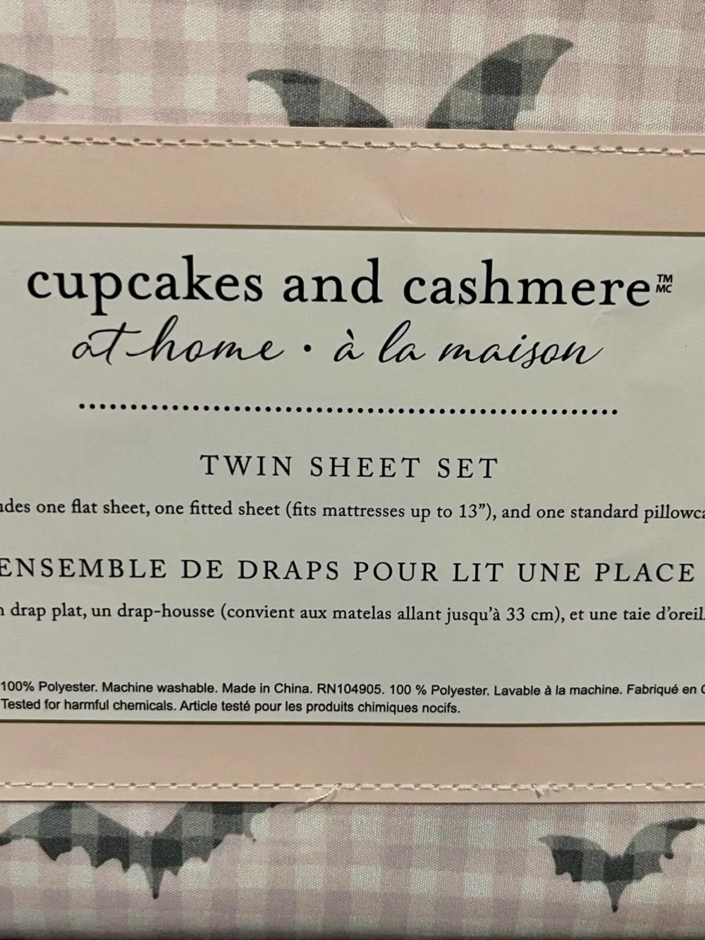 Halloween Cupcakes and Cashmere Gingham Bat Picnic Twin Sheet Set
